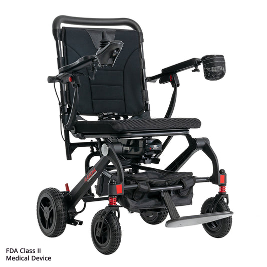Rascal Carbon Cruiser folding electric wheelchair — front three-quarter view