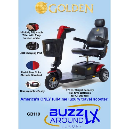 Buzzaround LX 3-Wheel Tri-Configuration Full Size Portable Scooter