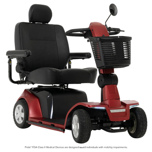 Maxima 4-Wheel Stability Base Scooter by Pride Mobility in Red, Beauty Shot View