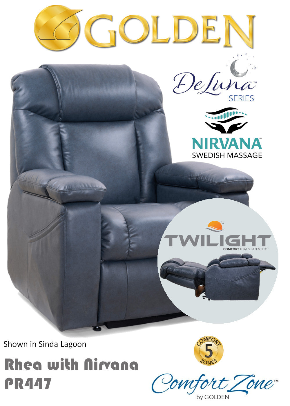 Golden Rhea with Twilight & Nirvana Lift Chair