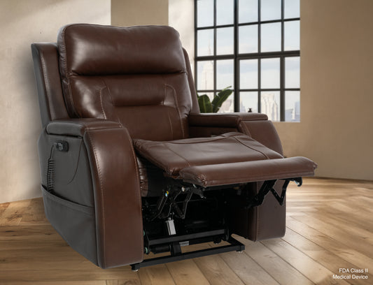 Pride VivaLift Premier PLR-5900 in Sorrento Coffee leather, lift position