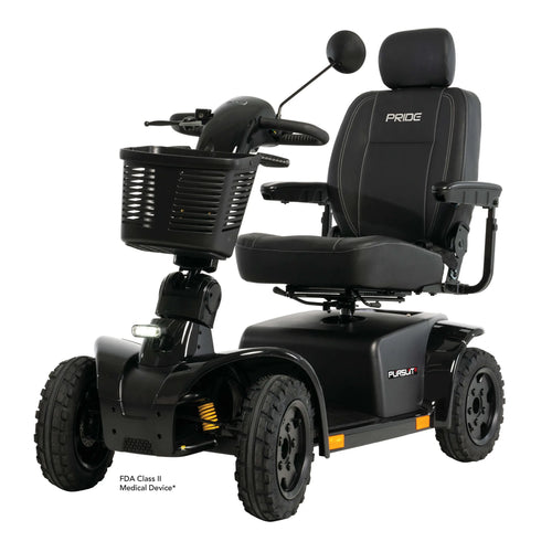 Pursuit 2.0 4-Wheel Outdoor Mobility Scooter by Pride Mobility in Black, Left View